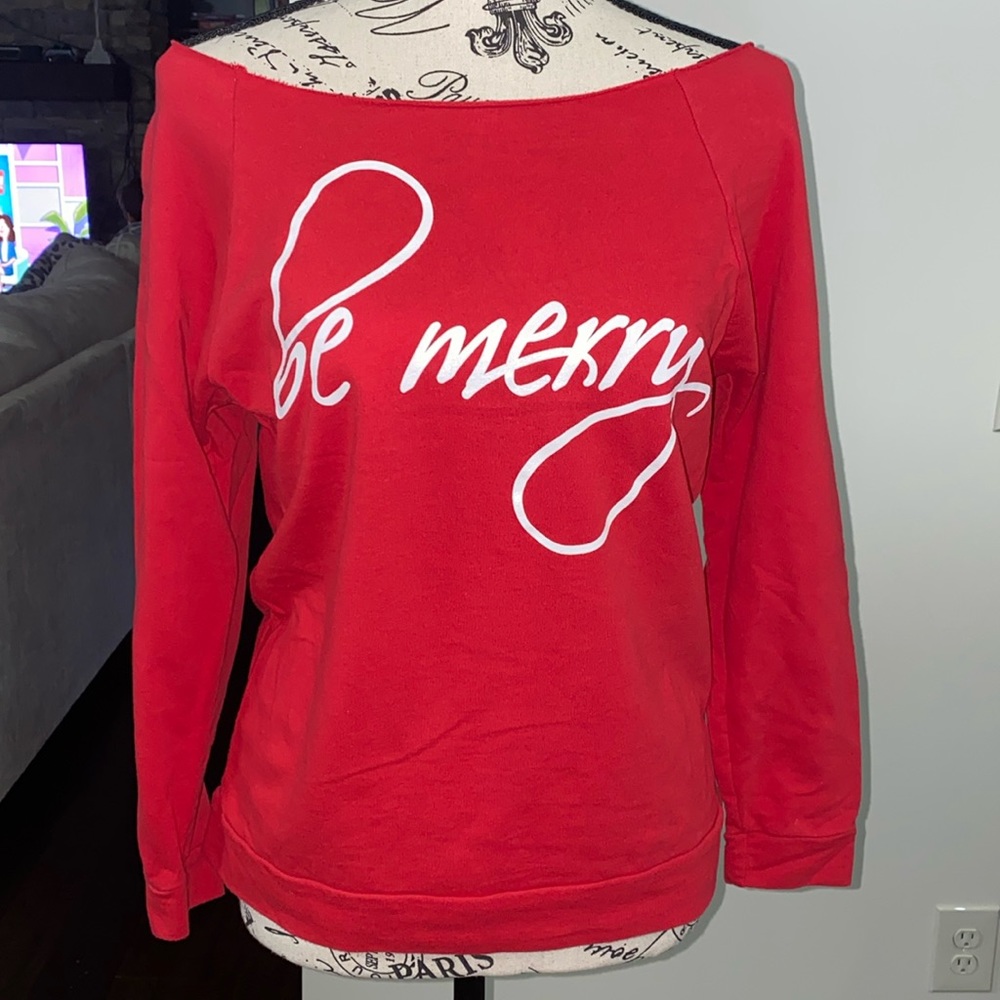 “Be Merry” Thin (can be worn off shoulder) Christmas Sweatshirt